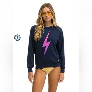 Aviator Nation BOLT FADE SWEATSHIRT - NAVY // PINK PURPLE SZ SMALL